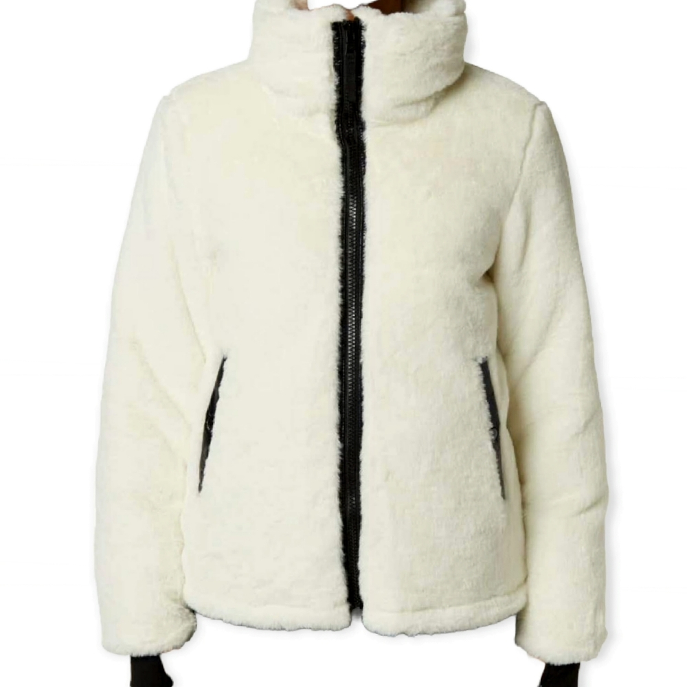 S13 Madison Cream Faux Fur Quilted Puffer Coat Women's XL - Picture 16 of 16